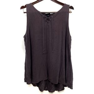 TORRID DARK GRAY SLEEVELESS TIE FRONT TANK TOP